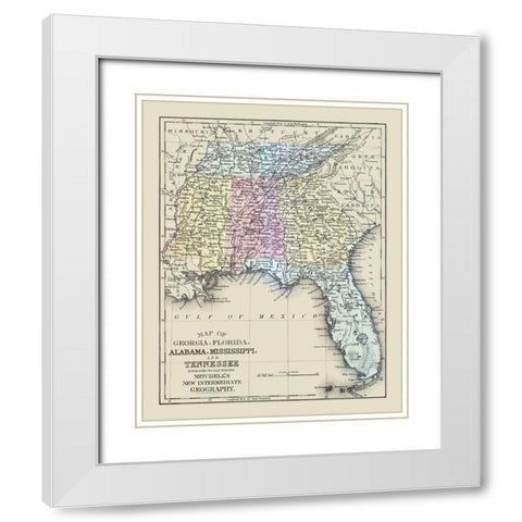 South Eastern United States - Mitchell 1877 White Modern Wood Framed Art Print with Double Matting by Mitchell
