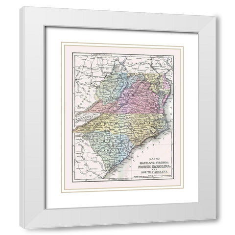South Eastern United States - Mitchell 1877 White Modern Wood Framed Art Print with Double Matting by Mitchell