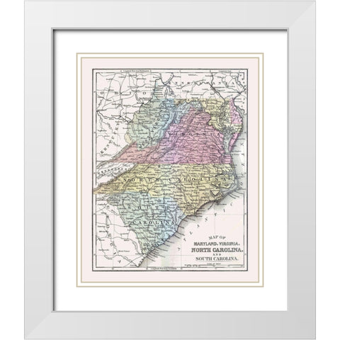 South Eastern United States - Mitchell 1877 White Modern Wood Framed Art Print with Double Matting by Mitchell