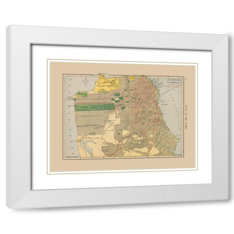 San Francisco California - Hammond 1910 White Modern Wood Framed Art Print with Double Matting by Hammond