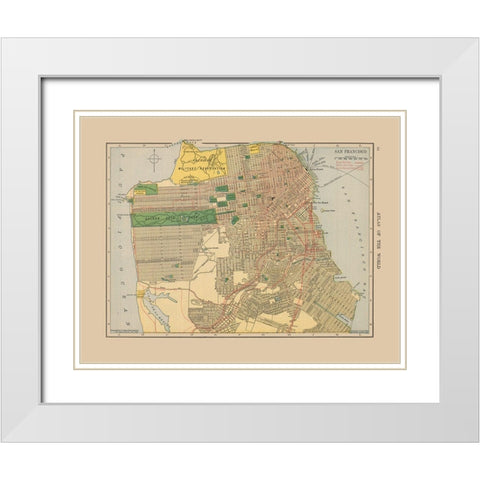 San Francisco California - Hammond 1910 White Modern Wood Framed Art Print with Double Matting by Hammond