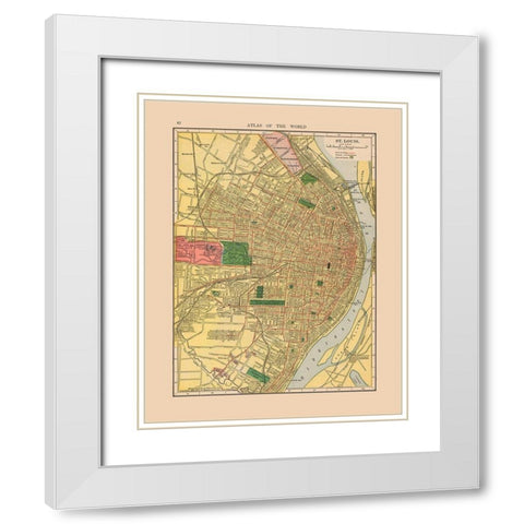 Saint Louis Missouri - Hammond 1910 White Modern Wood Framed Art Print with Double Matting by Hammond