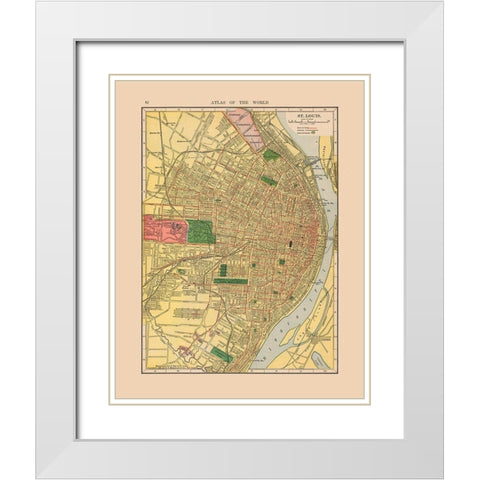 Saint Louis Missouri - Hammond 1910 White Modern Wood Framed Art Print with Double Matting by Hammond
