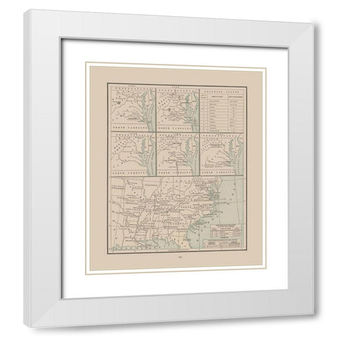 Seceding States 1860-1865 - Cram 1892 White Modern Wood Framed Art Print with Double Matting by Cram