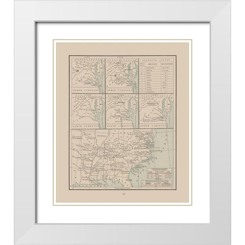Seceding States 1860-1865 - Cram 1892 White Modern Wood Framed Art Print with Double Matting by Cram