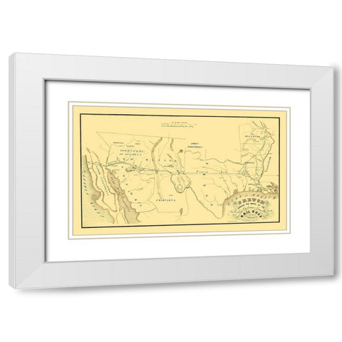 New Orleans, Opelousas and Great Western 1853 White Modern Wood Framed Art Print with Double Matting by Theuret