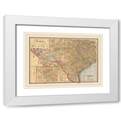 Texas, United States - Cram 1888 White Modern Wood Framed Art Print with Double Matting by Cram