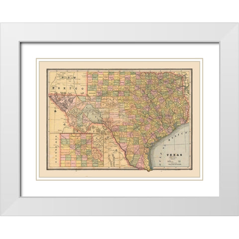 Texas, United States - Cram 1888 White Modern Wood Framed Art Print with Double Matting by Cram