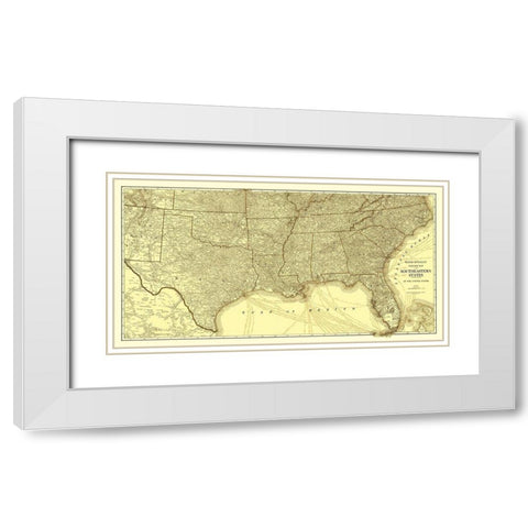 Southeastern States Roads - Rand McNally 1923 White Modern Wood Framed Art Print with Double Matting by Rand McNally