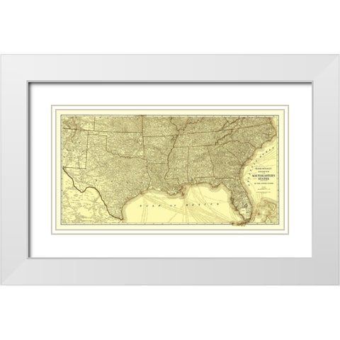 Southeastern States Roads - Rand McNally 1923 White Modern Wood Framed Art Print with Double Matting by Rand McNally