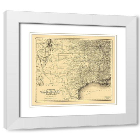 Houston and Texas Central Railroad - Colton 1867 White Modern Wood Framed Art Print with Double Matting by Colton
