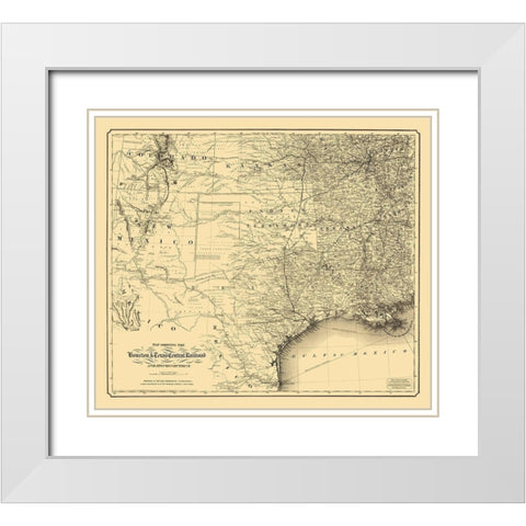Houston and Texas Central Railroad - Colton 1867 White Modern Wood Framed Art Print with Double Matting by Colton