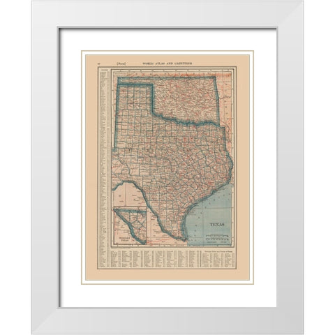 Texas - Reynold 1921 White Modern Wood Framed Art Print with Double Matting by Reynold