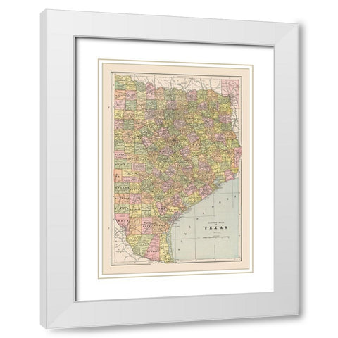 Eastern Texas - Cram 1892 White Modern Wood Framed Art Print with Double Matting by Cram