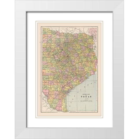 Eastern Texas - Cram 1892 White Modern Wood Framed Art Print with Double Matting by Cram