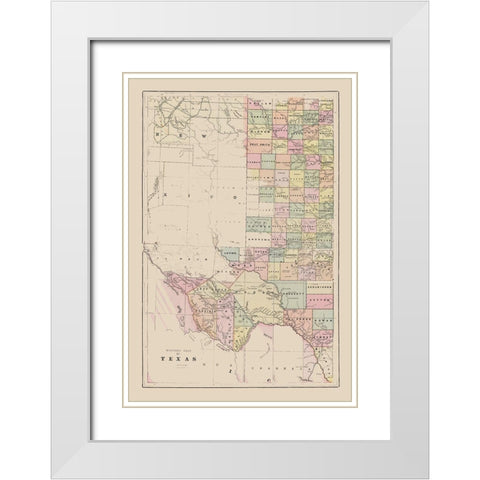 Western Texas - Cram 1892 White Modern Wood Framed Art Print with Double Matting by Cram