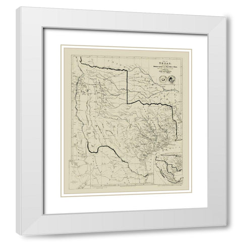 Texas - Arrowsmith 1841 White Modern Wood Framed Art Print with Double Matting by Arrowsmith