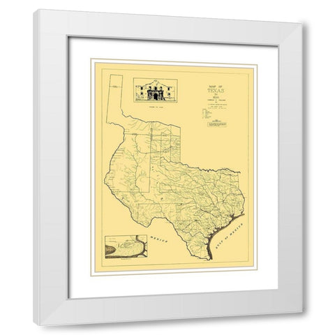 Texas - Freeman 1836 White Modern Wood Framed Art Print with Double Matting by Freeman