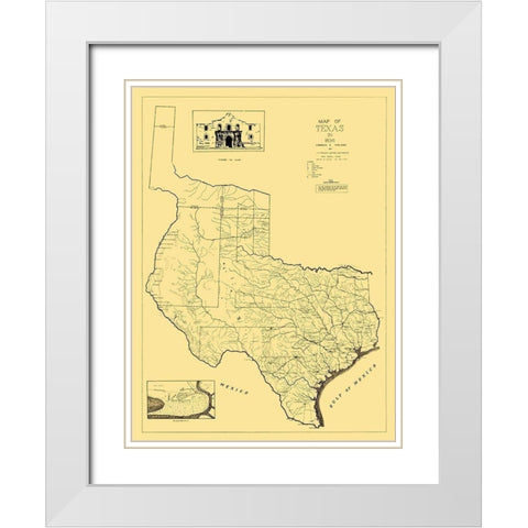 Texas - Freeman 1836 White Modern Wood Framed Art Print with Double Matting by Freeman