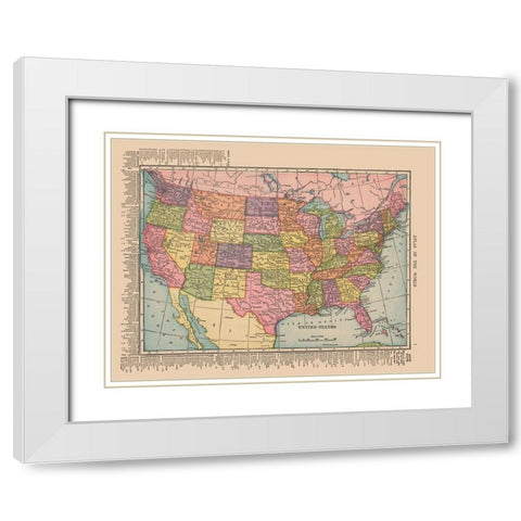 United States - Hammond 1910 White Modern Wood Framed Art Print with Double Matting by Hammond