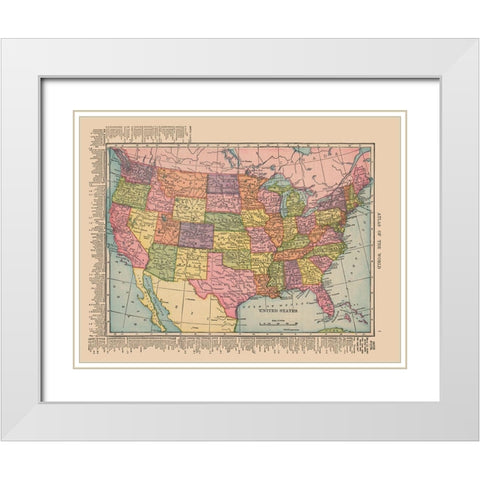 United States - Hammond 1910 White Modern Wood Framed Art Print with Double Matting by Hammond