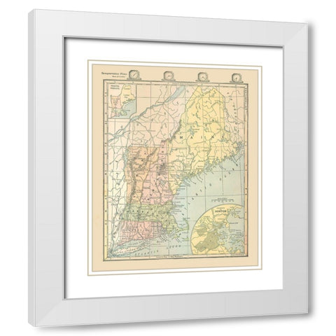Northeast United States - Monteith 1882 White Modern Wood Framed Art Print with Double Matting by Monteith