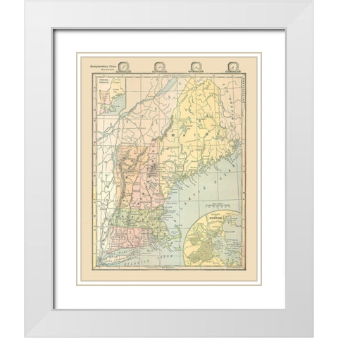 Northeast United States - Monteith 1882 White Modern Wood Framed Art Print with Double Matting by Monteith