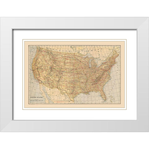 United States - Reynold 1921 White Modern Wood Framed Art Print with Double Matting by Reynold