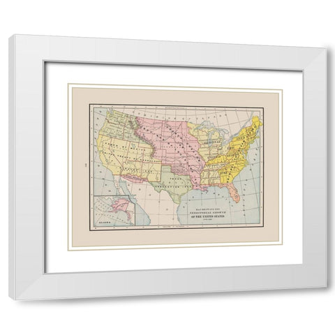 Territorial Growth - Cram 1892 White Modern Wood Framed Art Print with Double Matting by Cram