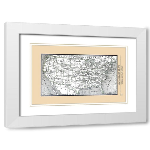 United States - Alden 1886 White Modern Wood Framed Art Print with Double Matting by Alden