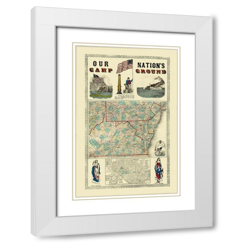 Pennsylvania, Virginia Campgrounds - Ensign White Modern Wood Framed Art Print with Double Matting by Ensign