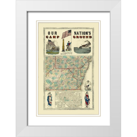 Pennsylvania, Virginia Campgrounds - Ensign White Modern Wood Framed Art Print with Double Matting by Ensign