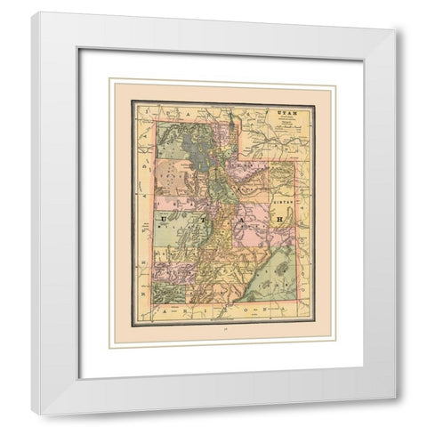 Utah, United States - Cram 1888 White Modern Wood Framed Art Print with Double Matting by Cram