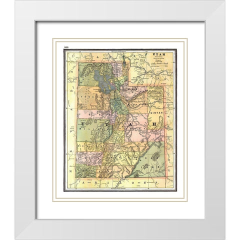 Utah - Johnson 1888 White Modern Wood Framed Art Print with Double Matting by Johnson