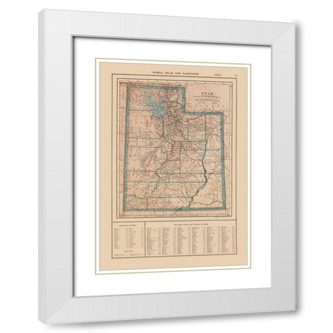 Utah - Reynold 1921 White Modern Wood Framed Art Print with Double Matting by Reynolds
