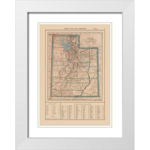 Utah - Reynold 1921 White Modern Wood Framed Art Print with Double Matting by Reynolds