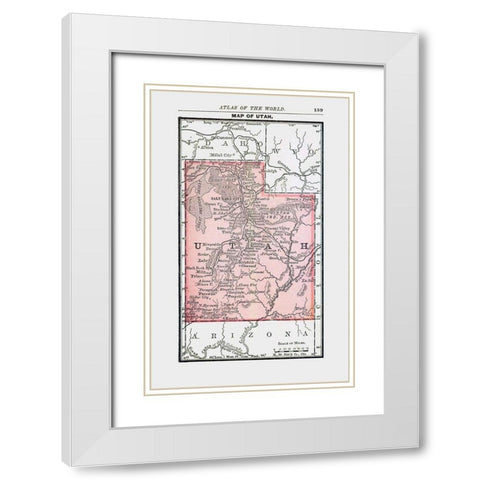 Utah - Alden 1886 White Modern Wood Framed Art Print with Double Matting by Alden
