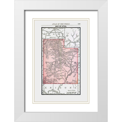 Utah - Alden 1886 White Modern Wood Framed Art Print with Double Matting by Alden