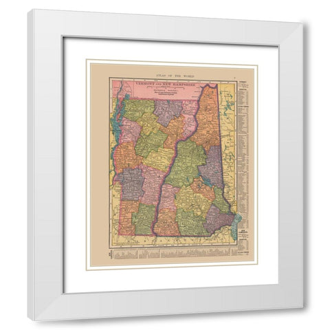 Vermont, New Hampshire - Hammond 1910 White Modern Wood Framed Art Print with Double Matting by Hammond