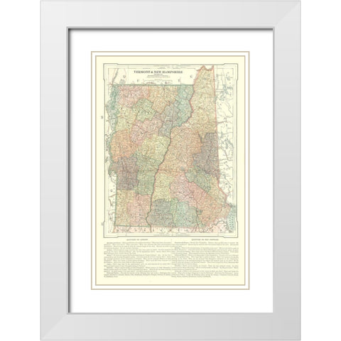 Vermont and New Hampshire - Monteith 1882 White Modern Wood Framed Art Print with Double Matting by Monteith