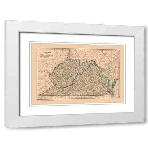 Virginia, West Virginia - Reynold 1921 White Modern Wood Framed Art Print with Double Matting by Reynolds