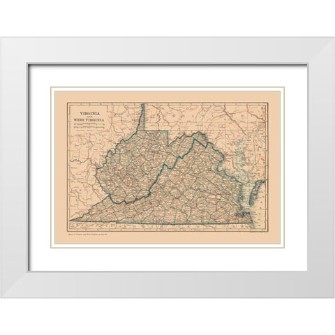 Virginia, West Virginia - Reynold 1921 White Modern Wood Framed Art Print with Double Matting by Reynolds