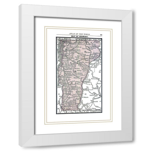 Vermont - Alden 1886 White Modern Wood Framed Art Print with Double Matting by Alden