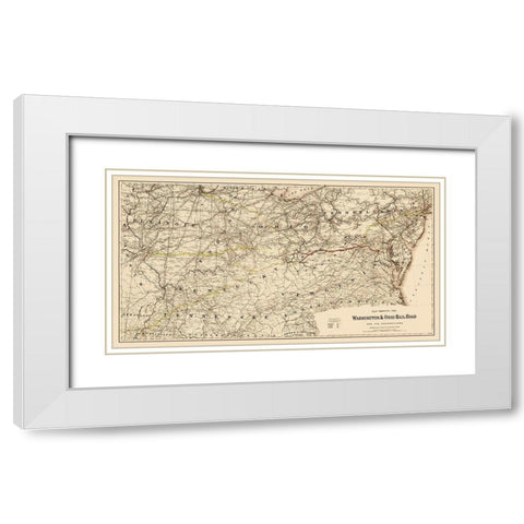 Washington and Ohio Railroad - Colton 1870 White Modern Wood Framed Art Print with Double Matting by Colton