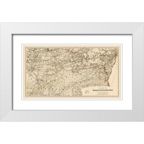 Washington and Ohio Railroad - Colton 1870 White Modern Wood Framed Art Print with Double Matting by Colton