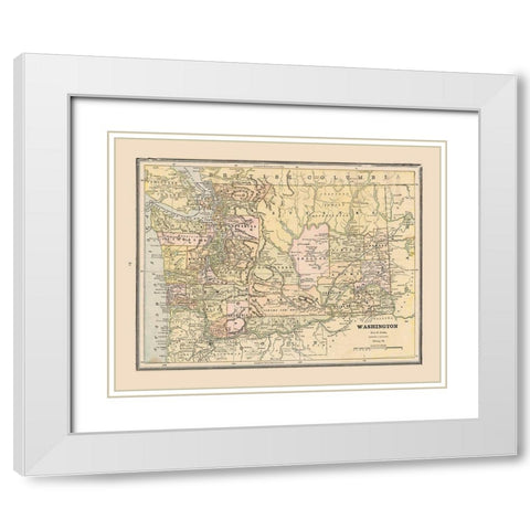 Washington, United States - Cram 1888 White Modern Wood Framed Art Print with Double Matting by Cram