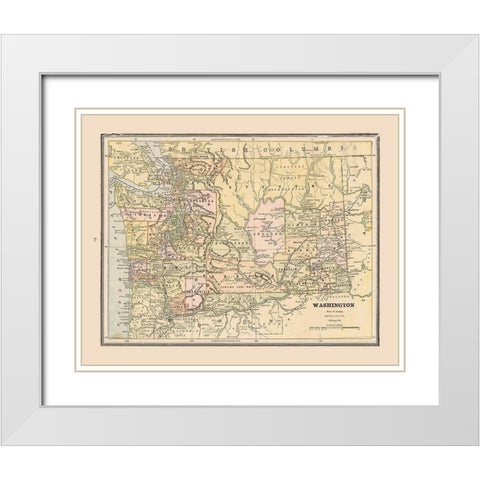 Washington, United States - Cram 1888 White Modern Wood Framed Art Print with Double Matting by Cram