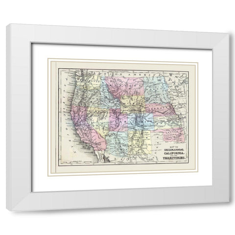 Western United States - Mitchell 1877 White Modern Wood Framed Art Print with Double Matting by Mitchell