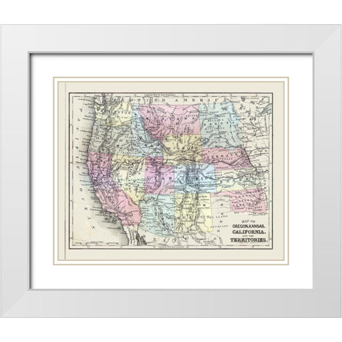 Western United States - Mitchell 1877 White Modern Wood Framed Art Print with Double Matting by Mitchell