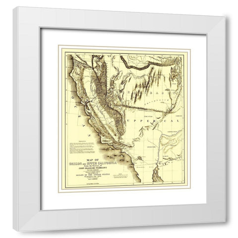 Oregon, Upper California - Preuss 1848 White Modern Wood Framed Art Print with Double Matting by Preuss